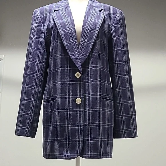 JH Collectibles vintage 90s Plaid Unisex blue Jacket Blazer preppy size 8 - Picture 9 of 9